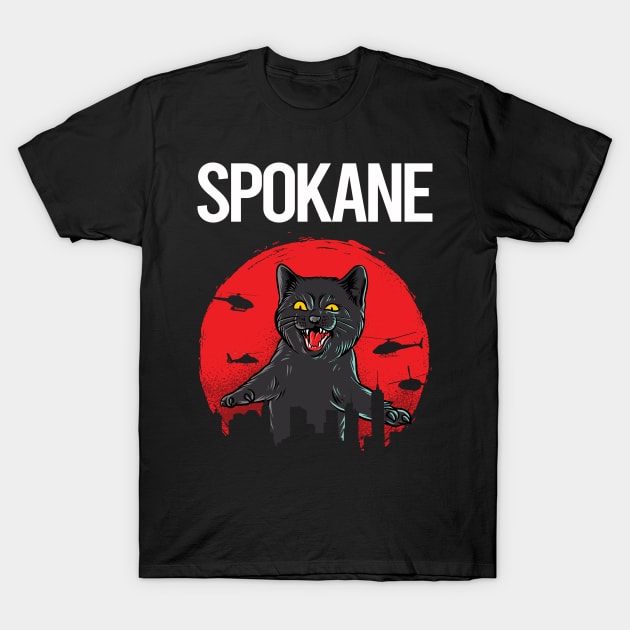 Funny Black Cat Spokane T-Shirt by flaskoverhand